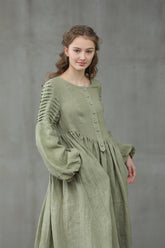 Maxi Linen Dress with Side Pockets and Elegant Design| grafta